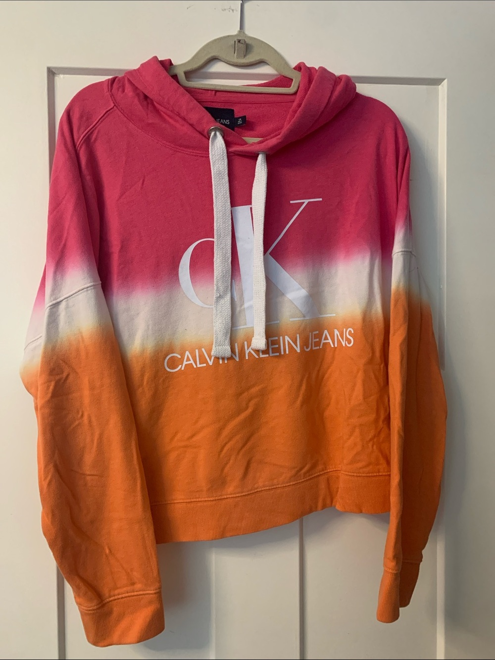 Calvin Klein Jeans Pink to Orange Ombre Logo Hoodie Sweater